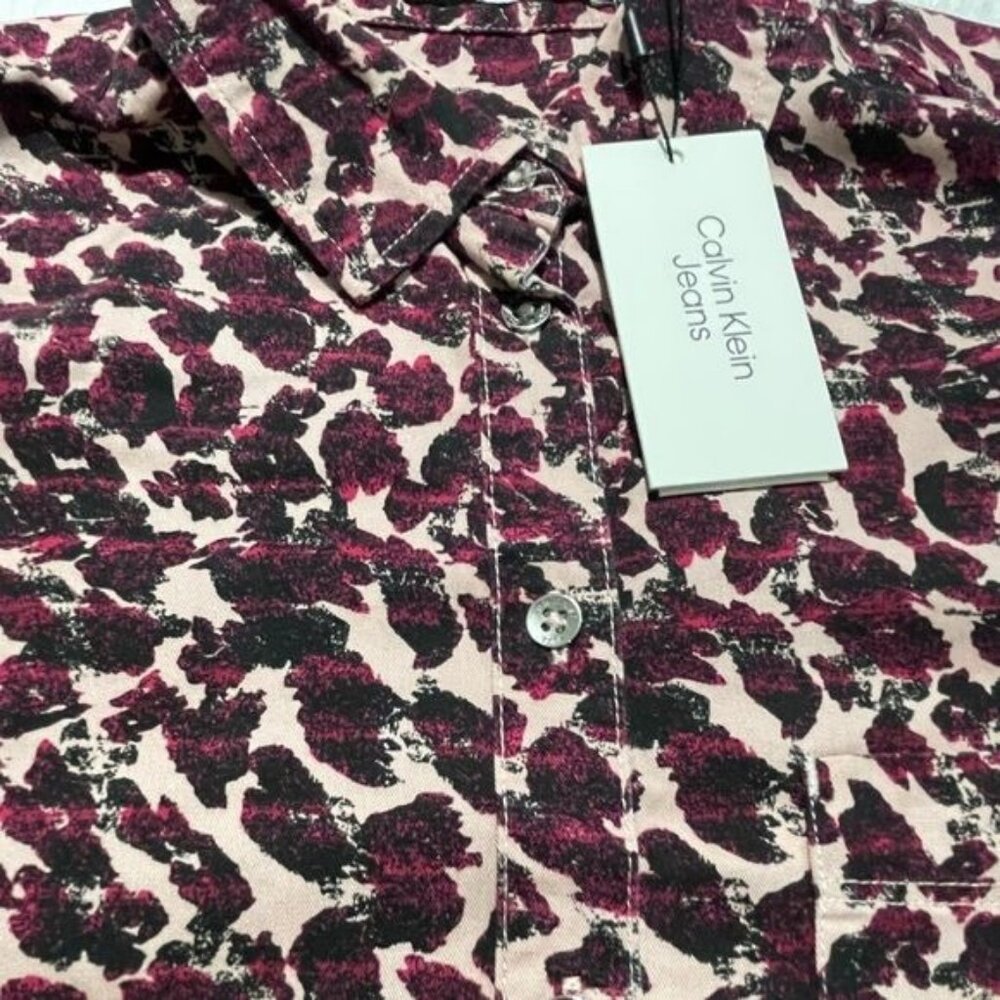Calvin Klein Jeans Women's Animal Print Shirt Small, Long Sleeve | New - Picture 8 of 15